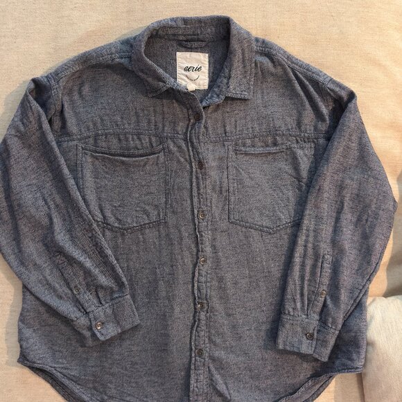 Aerie Anytime Fave Twill Shirt - 100% Cotton (Size M) - Picture 11 of 13